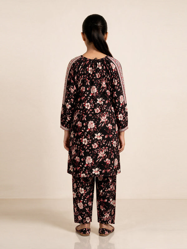 2Pc Printed Pret Shirt & Trouser Lawn Red & Black - OG2P-2506015-1