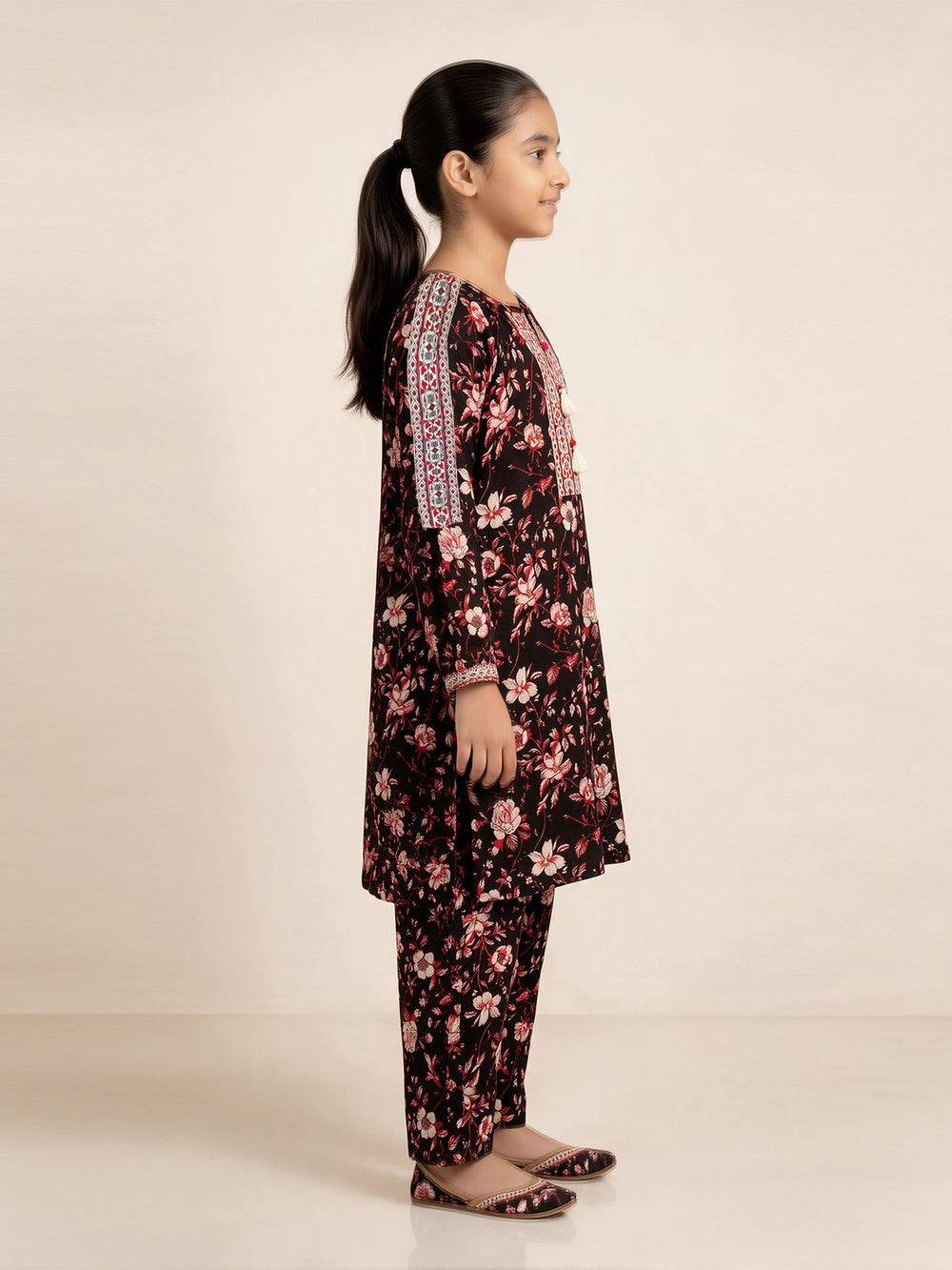 2Pc Printed Pret Shirt & Trouser Lawn Red & Black - OG2P-2506015-1