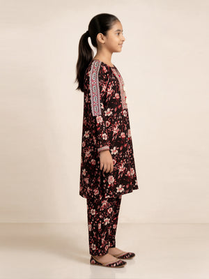 2Pc Printed Pret Shirt & Trouser Lawn Red & Black - OG2P-2506015-1