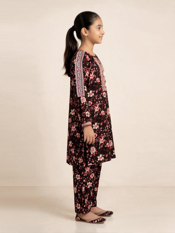 2Pc Printed Pret Shirt & Trouser Lawn Red & Black - OG2P-2506015-1