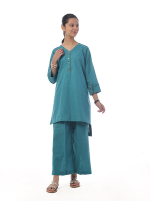 2Pc Dyed Pret Shirt Trouser Khaddar Ferozi - OG2P-2408009