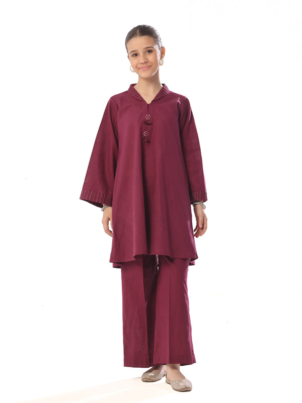 2Pc Dyed Pret Shirt Trouser Khaddar Dark Purple - OG2P-2408010