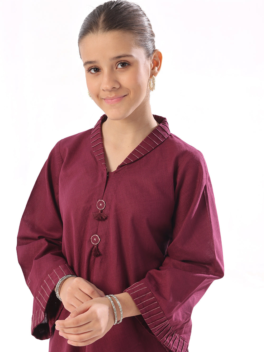 2Pc Dyed Pret Shirt Trouser Khaddar Dark Purple - OG2P-2408010