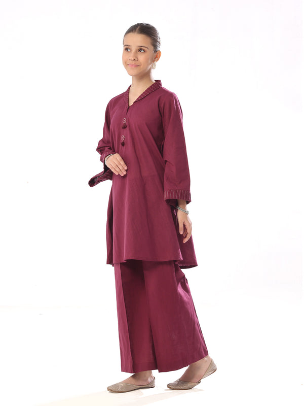 2Pc Dyed Pret Shirt Trouser Khaddar Dark Purple - OG2P-2408010