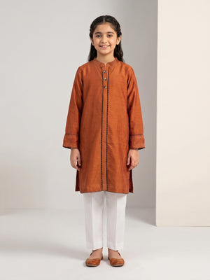 1Pc Dyed Pret Kurti Cotton Silk Rust - OGKTG-25078