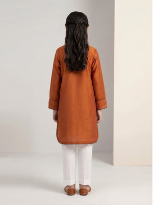 1Pc Dyed Pret Kurti Cotton Silk Rust - OGKTG-25078