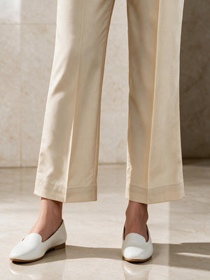 Girls' Beige Dyed Cambric Trouser - OGSP-2411034