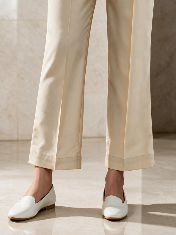 Girls' Beige Dyed Cambric Trouser - OGSP-2411034