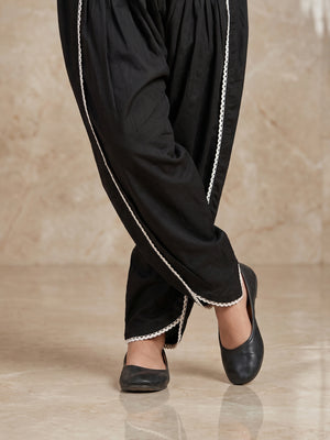 Girls' Black Dyed Lawn Shalwar - OGSL-2109011