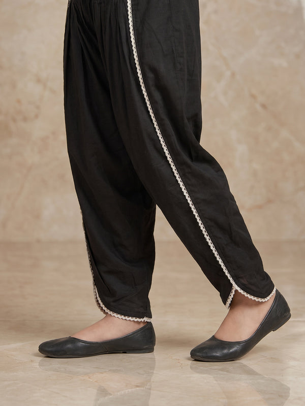 Girls' Black Dyed Lawn Shalwar - OGSL-2109011