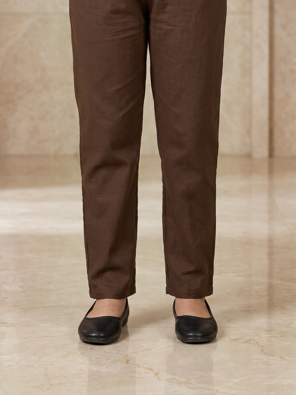 Girls' Brown Dyed Lawn Trouser - OGSP-2203007-1