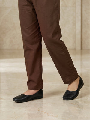 Girls' Brown Dyed Lawn Trouser - OGSP-2203007-1