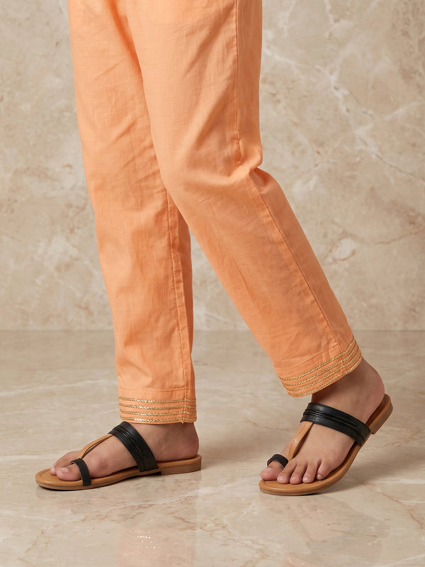 Girls' Peach Dyed Cambric Trouser - OGSP-1910015-A