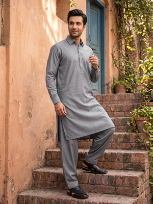 Mens Unstitched Suit Itel Blended Mid Grey_WW-211