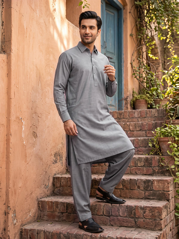 Mens Unstitched Suit Itel Blended Mid Grey_WW-211