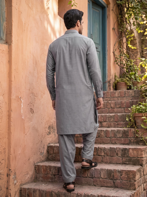 Mens Unstitched Suit Itel Blended Mid Grey_WW-211