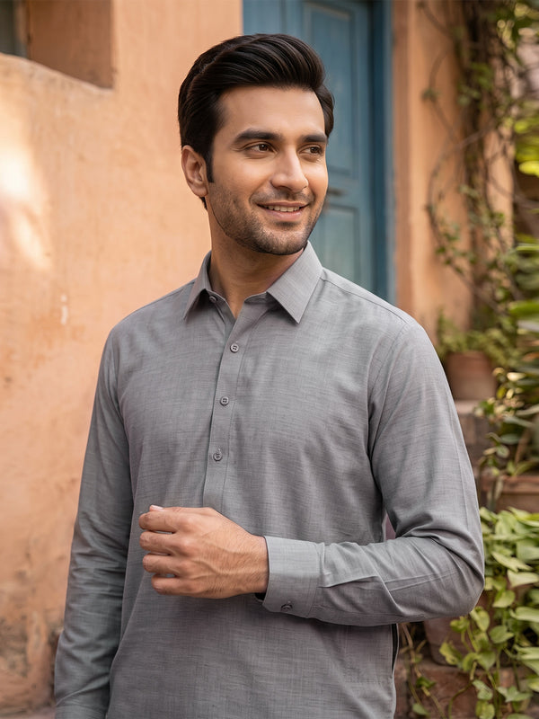 Mens Unstitched Suit Itel Blended Mid Grey_WW-211