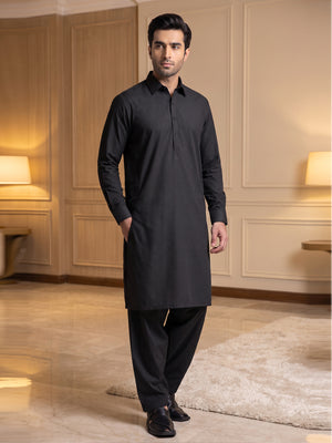 Mens Unstitched Suit Merito Blended Black_WW-215