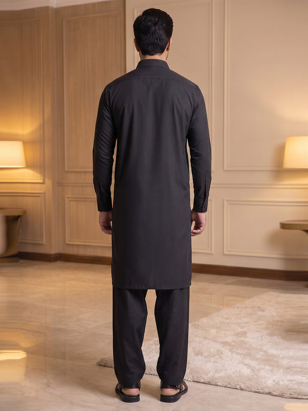 Mens Unstitched Suit Merito Blended Black_WW-215