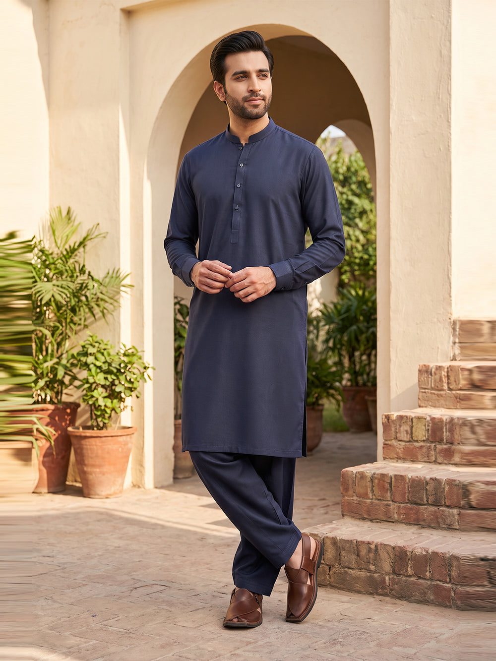 Mens Unstitched Suit Merito Blended Navy Blue_WW-215