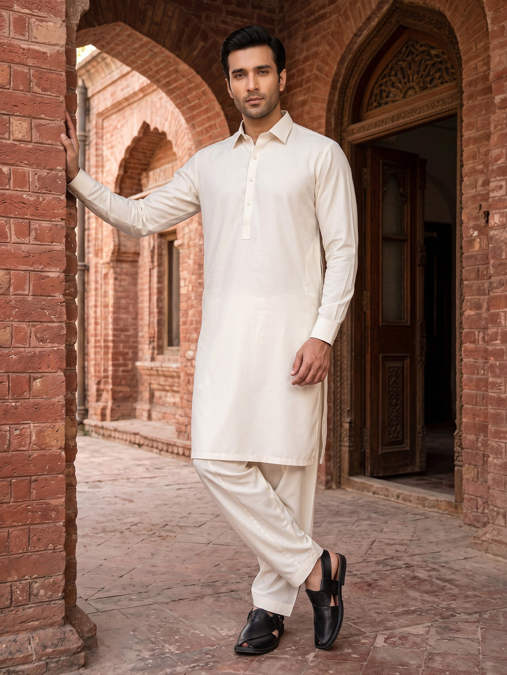 Mens Unstitched Suit Merito Blended Off White_WW-215