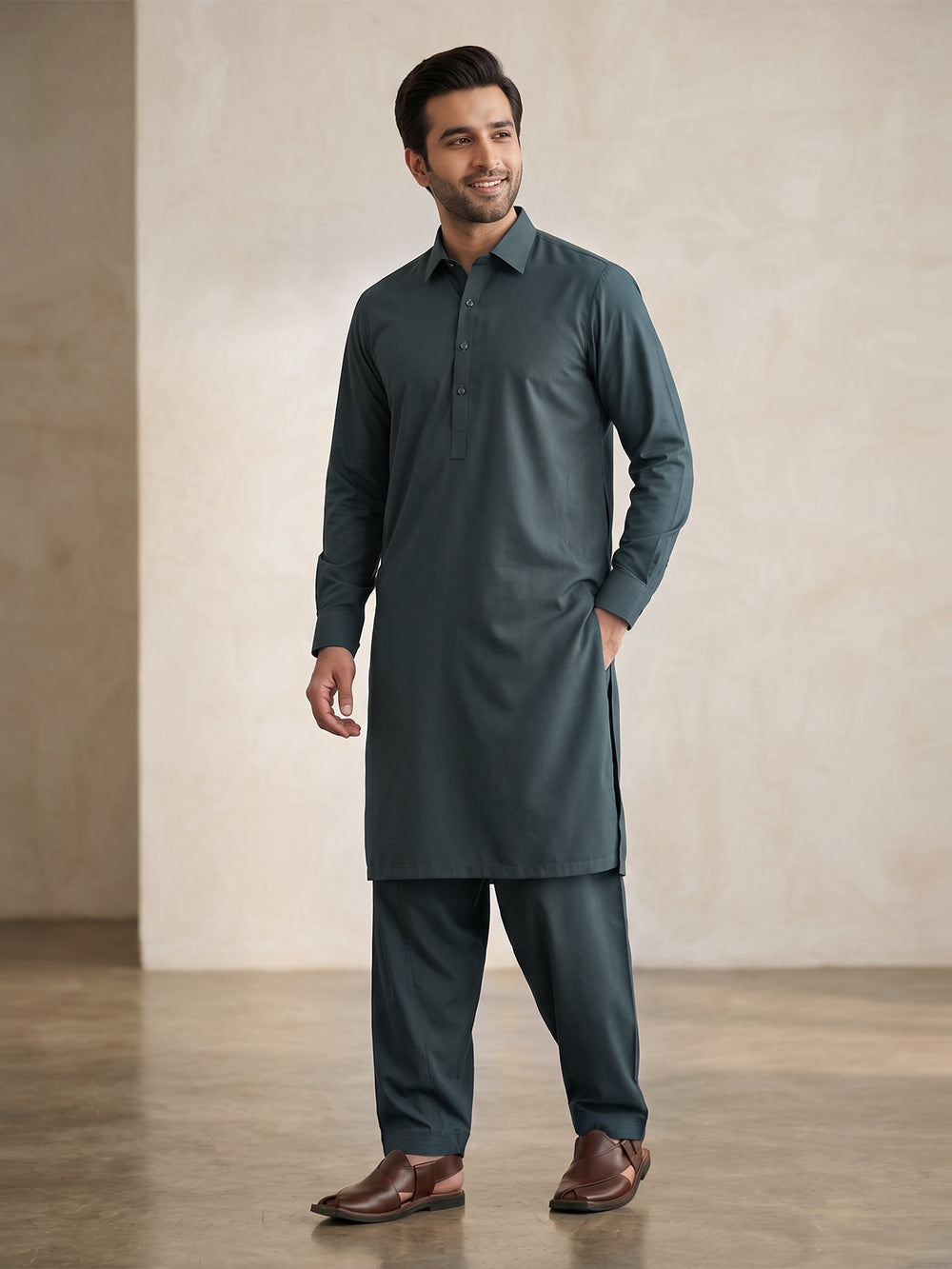 Mens Unstitched Suit Milord Blended Dark Green_WW-214