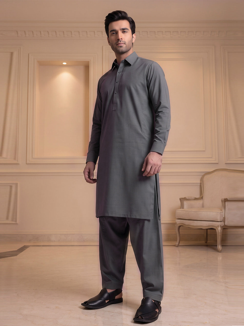 Mens Unstitched Suit Milord Blended Grey_WW-214