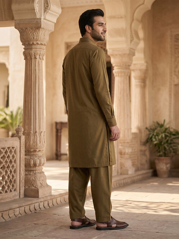 Mens Unstitched Suit Milord Blended Mehndi_WW-214