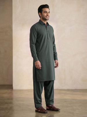 Mens Unstitched Suit Mountain Blended Dark Green_WW-208
