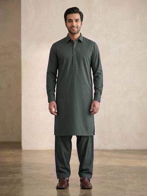 Mens Unstitched Suit Mountain Blended Dark Green_WW-208