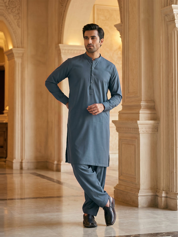 Mens Unstitched Suit Mountain Blended Grey & Blue_WW-208