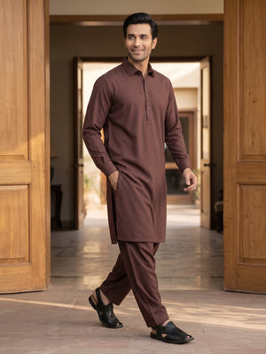 Mens Unstitched Suit Mountain Blended Red Brown_WW-208