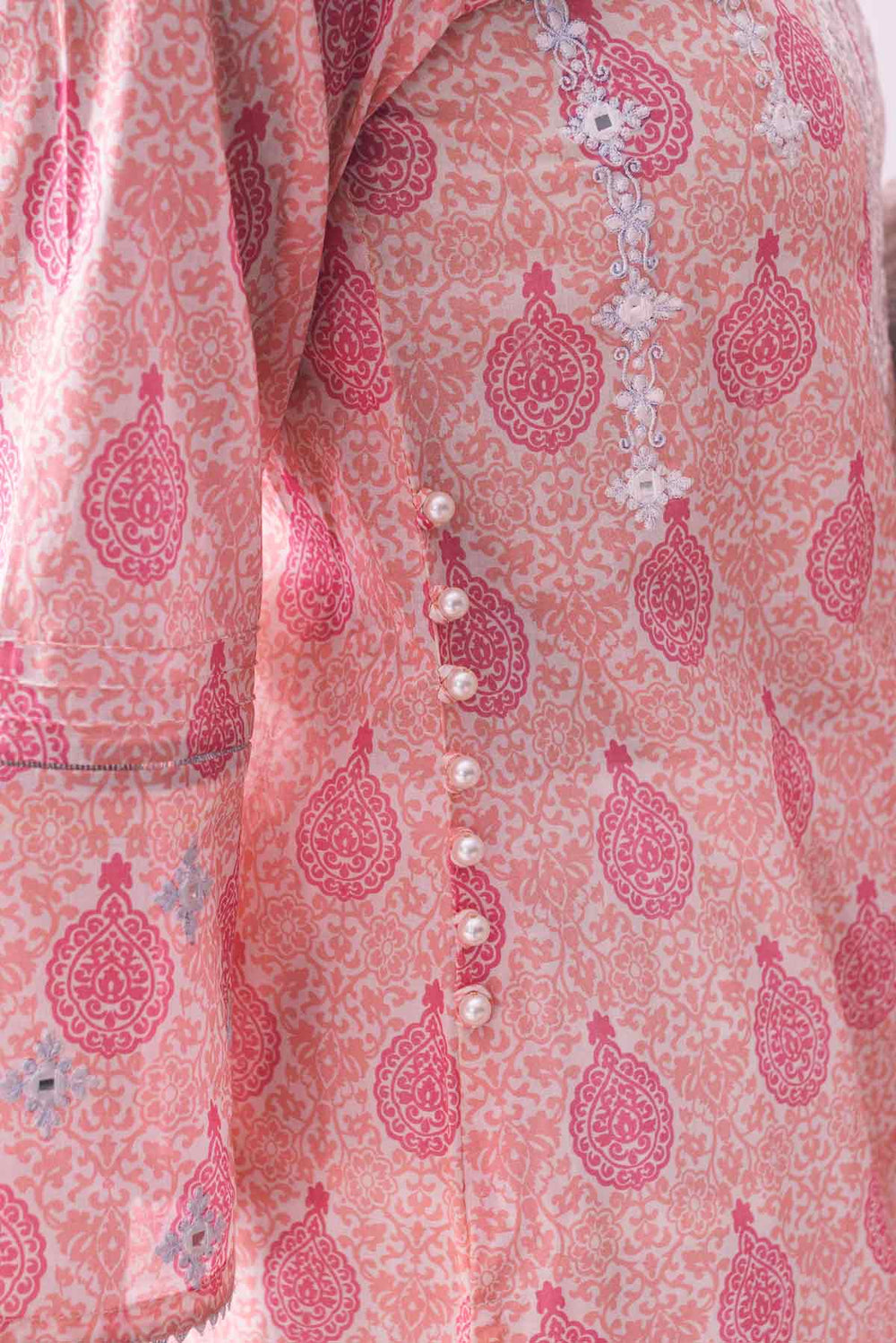 3Pc Embroidered Unstitched Lawn Peach - OLEC3P-6033-A