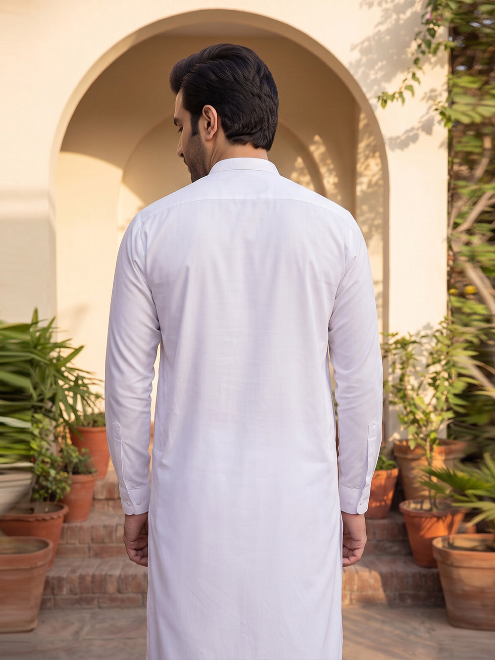 Mens Unstitched Suit Rrace Solo Cotton White_CW-013