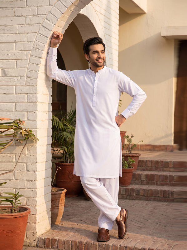 Mens Unstitched Suit Rrace Solo Cotton White_CW-013