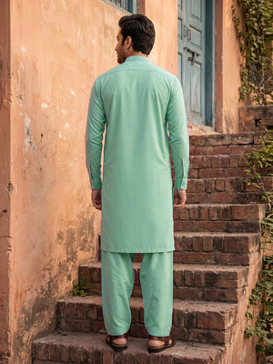 Mens Unstitched Suit Shark Cotton Light Green_CW-014