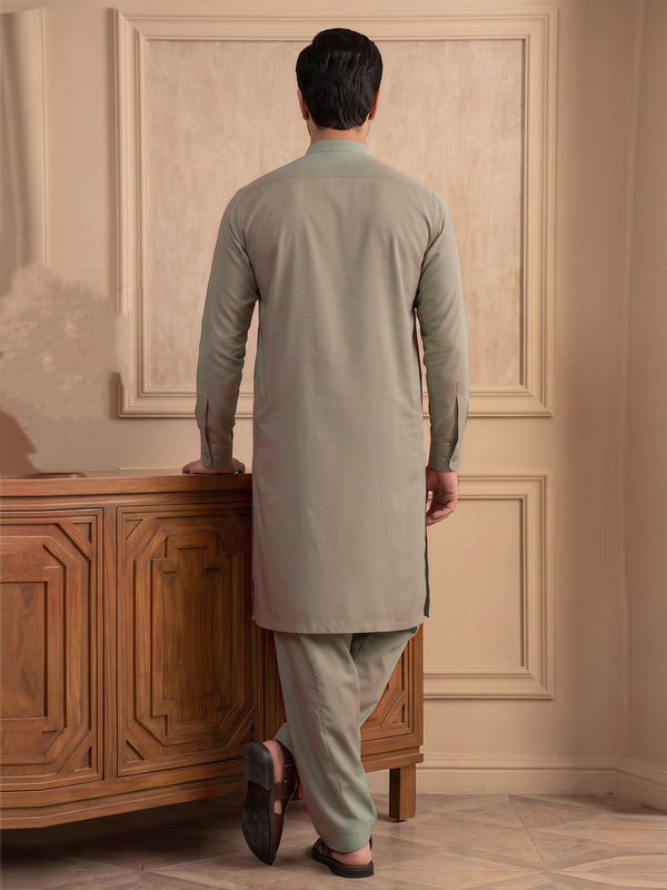 Mens Unstitched Suit Shark Cotton Mehndi_CW-014