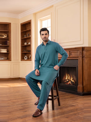 Mens Unstitched Suit Shark Cotton Pia Green_CW-014