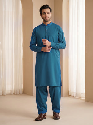 Mens Unstitched Suit Shark Cotton Royal Blue_CW-014