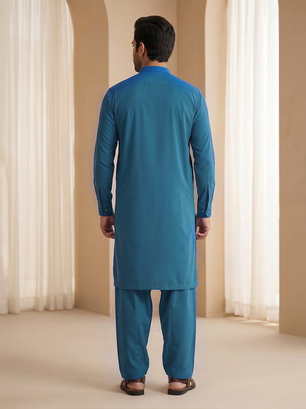 Mens Unstitched Suit Shark Cotton Royal Blue_CW-014
