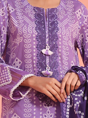 2Pc Embroidered Pret Shirt Dupatta Lawn Purple - OWE2P-2401029