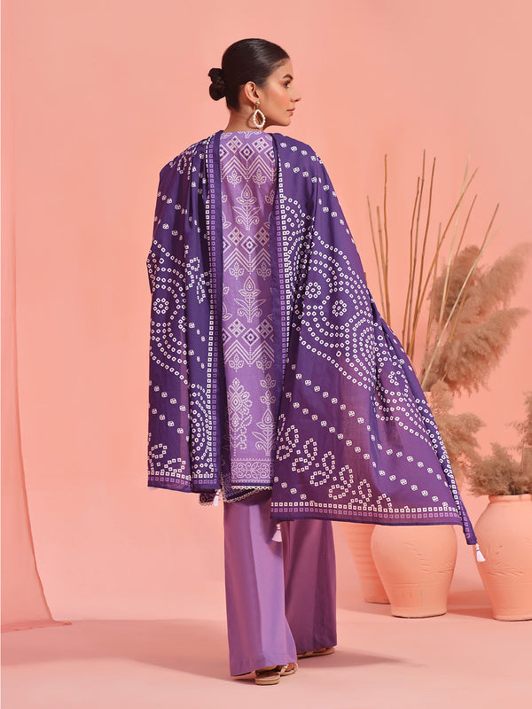 2Pc Embroidered Pret Shirt Dupatta Lawn Purple - OWE2P-2401029