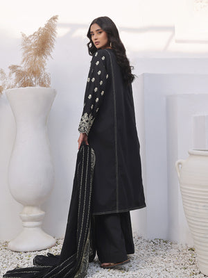 2Pc Embroidered Pret Shirt Dupatta Lawn Black - OWE2PG-2310023