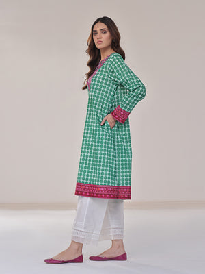 1Pc Embroidered Pret Kurti Lawn Green - OWEKT-2401013