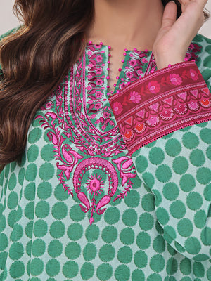 1Pc Embroidered Pret Kurti Lawn Green - OWEKT-2401013