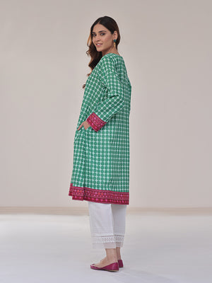 1Pc Embroidered Pret Kurti Lawn Green - OWEKT-2401013