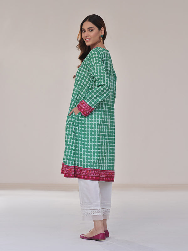 1Pc Embroidered Pret Kurti Lawn Green - OWEKT-2401013