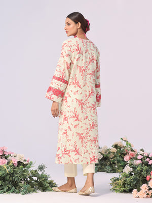 1Pc Embroidered Pret Kurti Lawn Yellow & Red - OWEKT-2401014