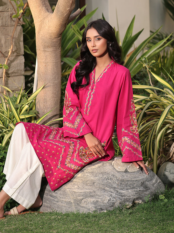 1Pc Embroidered Pret Kurti Dobby Atishi - OWEKT-2401052