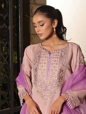 3Pc Embroidered Suit Pret Masoori Light Purple - OWE3P-2311003